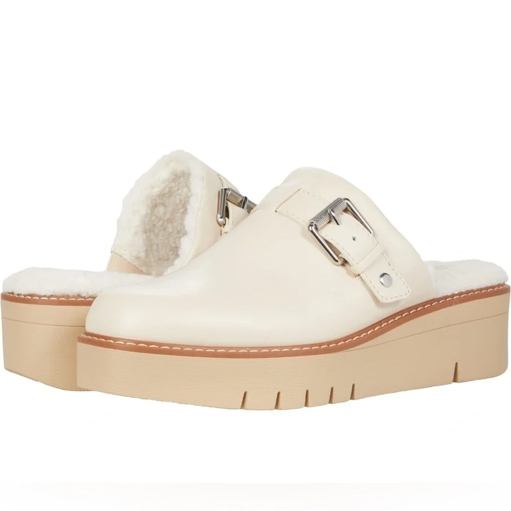 Naturalizer Women’s Sz 10 Slip On Leather Fur Shoe in Porcelain Winter Fall NWT